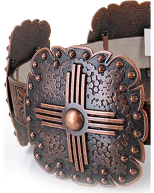 Angel Ranch Brown Tooled Leather Western Double Buckle Belt Womens M - S8 Women main image 2