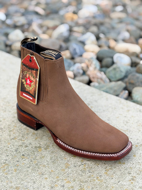Los Altos Ankle Botin Suede Wide Square Toe - Taupe  display picture 2