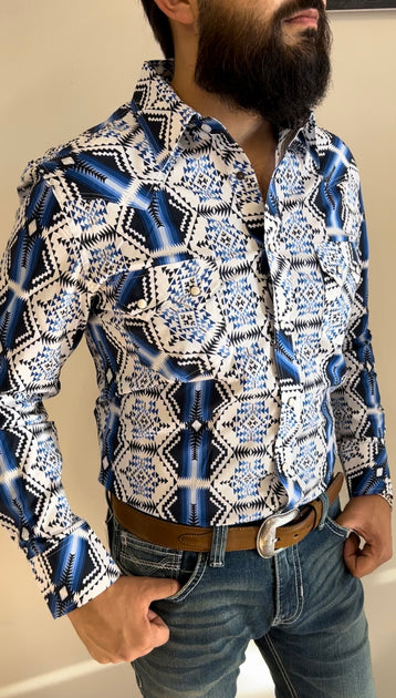 ROCK & ROLL DENIM MEN'S AZTEC PRINT LONG SLEEVE SNAP WESTERN SHIRT