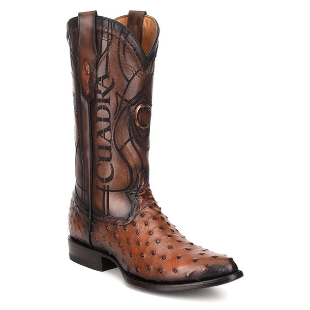 Bota Cuadra de Avestruz Miel