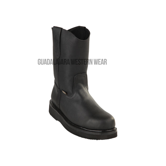 Original Michel Boots Men's Pull On Work Boot Black Steel Toe
