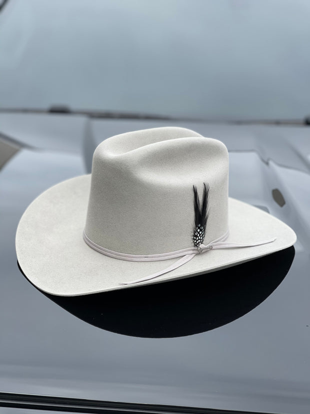 Stetson 6x Rancher Mist Grey Diamante Negro Cowboy Felt Hat (Copa Alta Falda/Brim 3.5")