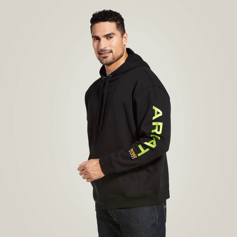 ARIAT Men's Rebar Graphic All-Weather Hoodie - Fleece Lined, Water-Repellent, With Stain Release Tech (60% Cotton, 40% Polyester)