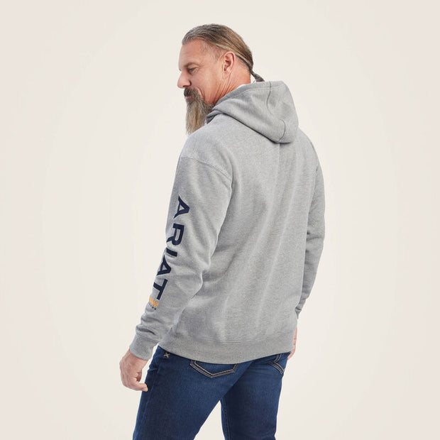 Ariat Men Rebar Graphic Hoodie (HEATHER GREY/DEEP ULTRAMARINE)