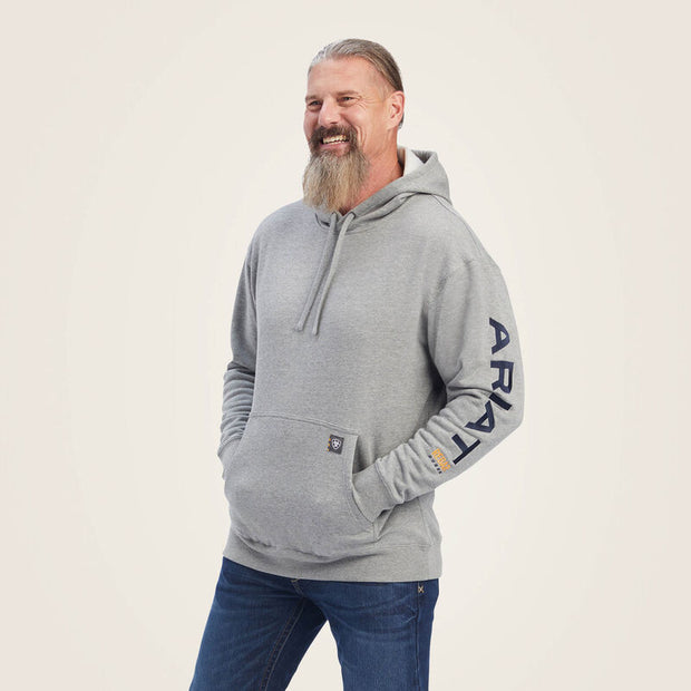 Ariat Men Rebar Graphic Hoodie (HEATHER GREY/DEEP ULTRAMARINE)