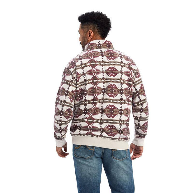 Ariat Men's Printed Overdyed Washed Sweater (white/Burgundy)