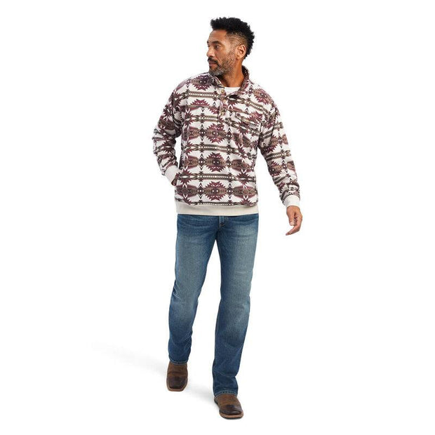 Ariat Men's Printed Overdyed Washed Sweater (white/Burgundy)