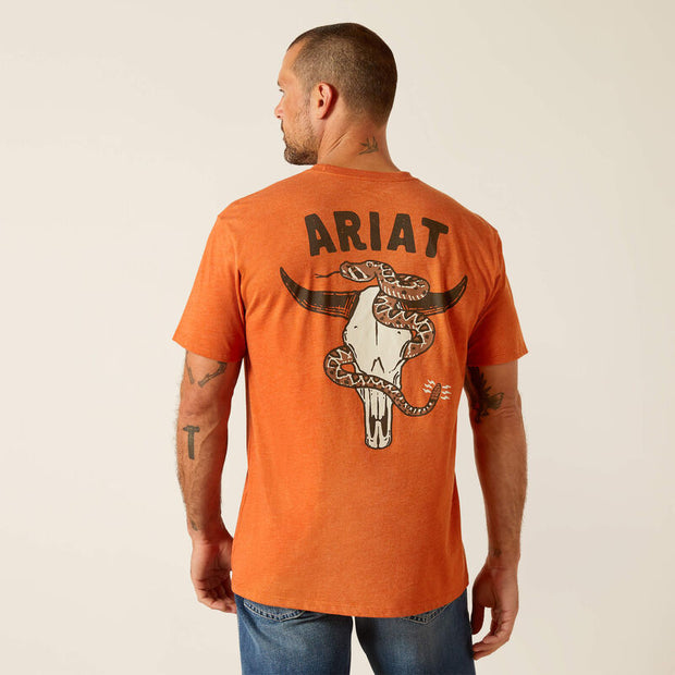 Ariat Men T-Shirt Rattler Skull - Adobe Heather Orange