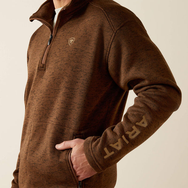 ARIAT MENS Caldwell Logo 1/4 Zip Sweater