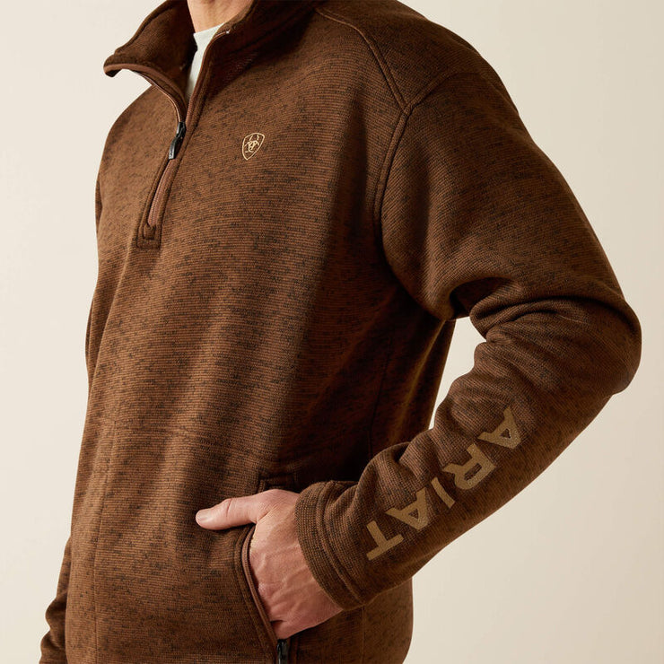 ARIAT MENS Caldwell Logo 1/4 Zip Sweater