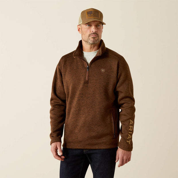 ARIAT MENS Caldwell Logo 1/4 Zip Sweater