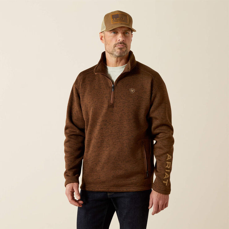 ARIAT MENS Caldwell Logo 1/4 Zip Sweater