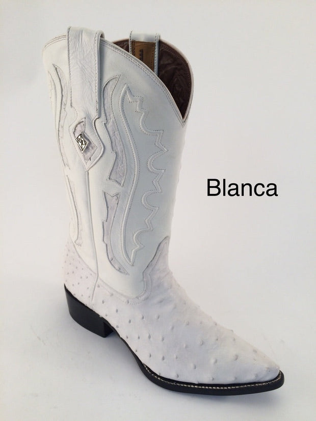 Avestruz Blanca Piel de Primera Horma J Toe - Marca Red Diamond Boots