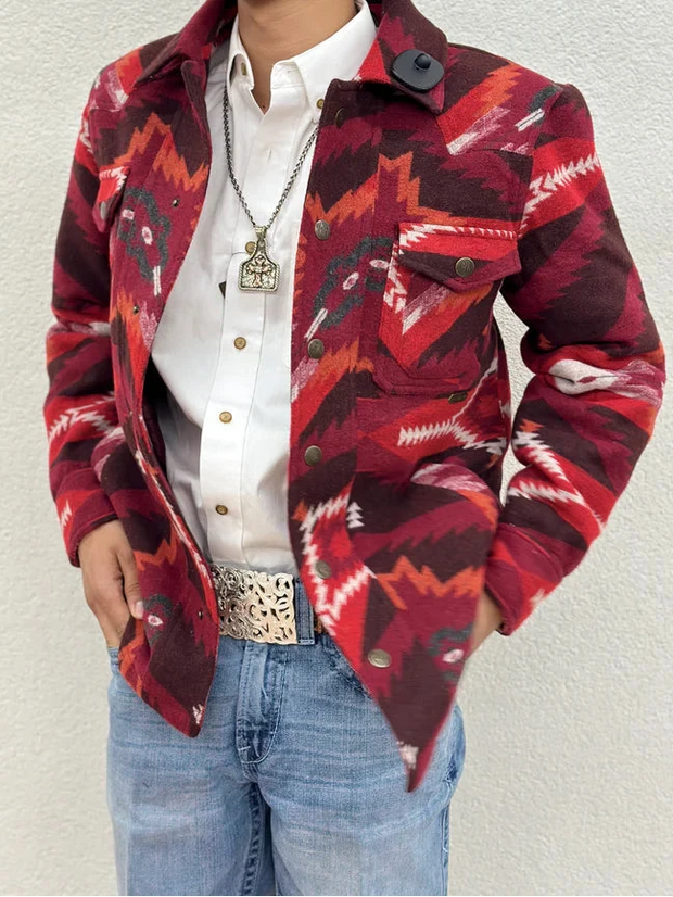 MENS AZTEC WOOL JACKET WINE PANHANDLE