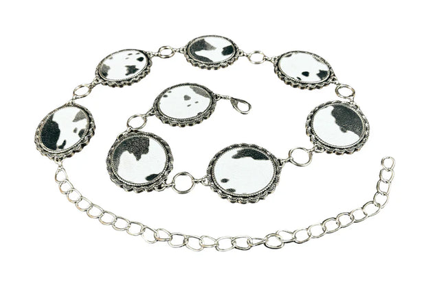 Nomad Cow print Chain Belt Black