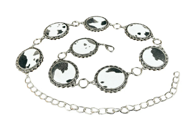 Nomad Cow print Chain Belt Black