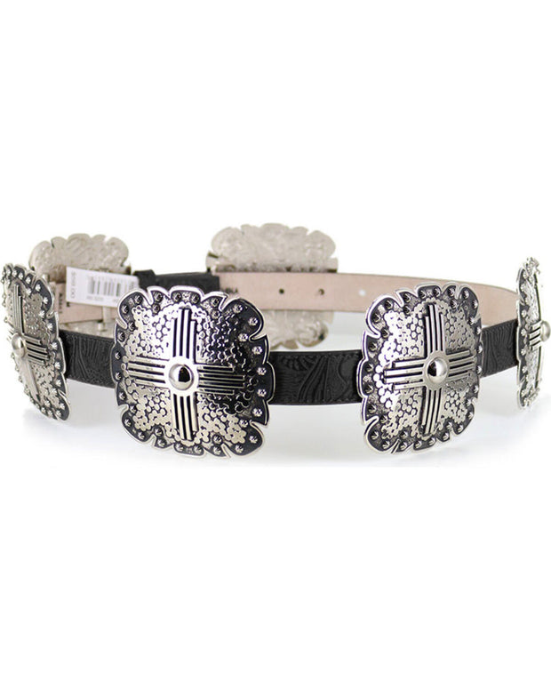 ANGEL RANCH WOMEN'S 1" SQUARE CONCHO LEATHER BELT