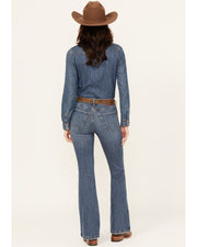 WRANGLER WOMEN'S LILY MEDIUM WASH BESPOKE HIGH RISE FLARE STRETCH DENIM JEANS