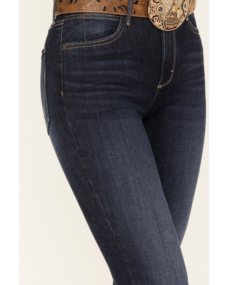 WRANGLER WOMEN'S LILY DARK WASH BESPOKE HIGH RISE FLARE STRETCH DENIM JEANS