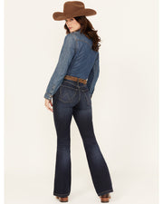 WRANGLER WOMEN'S LILY DARK WASH BESPOKE HIGH RISE FLARE STRETCH DENIM JEANS