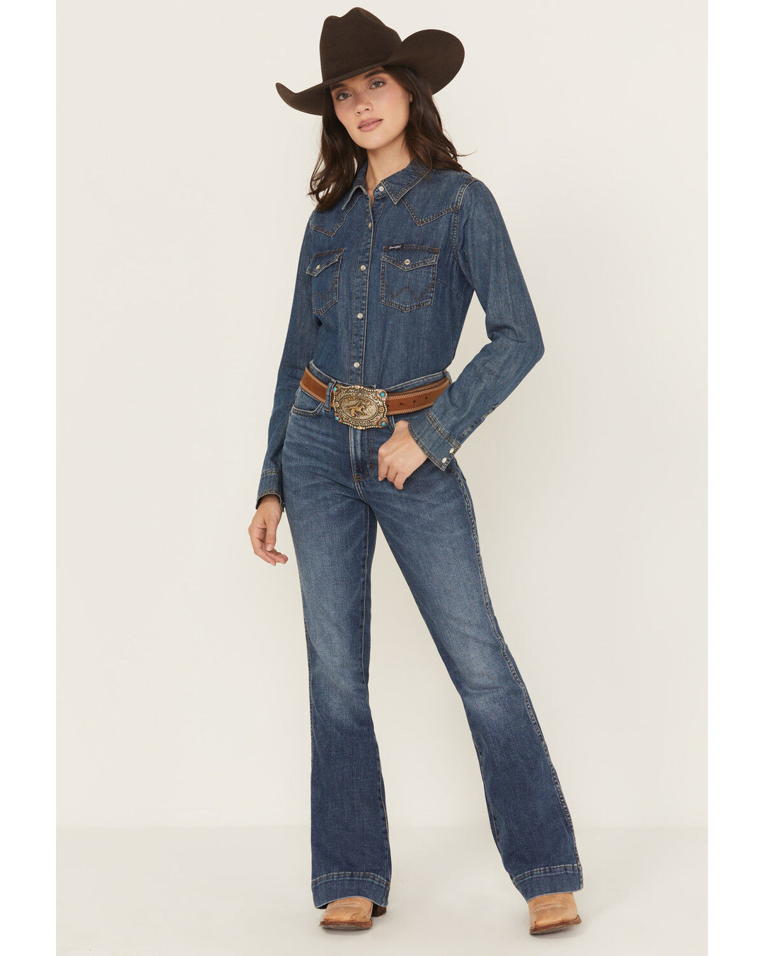 WRANGLER WOMEN'S RETRO HIGH RISE BAILEY TROUSER STRETCH DENIM