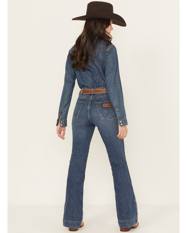 WRANGLER WOMEN'S RETRO HIGH RISE BAILEY TROUSER STRETCH DENIM JEANS