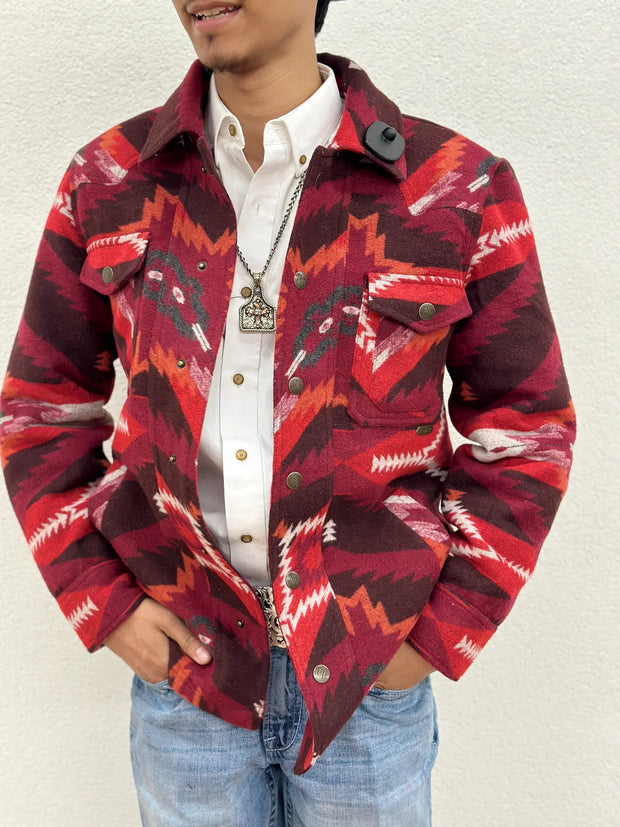 MENS AZTEC WOOL JACKET WINE PANHANDLE