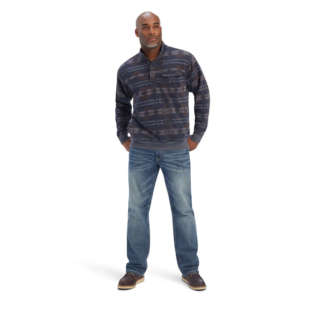 Ariat Men's Printed Overdyed Washed Sweater (Navy Blue)