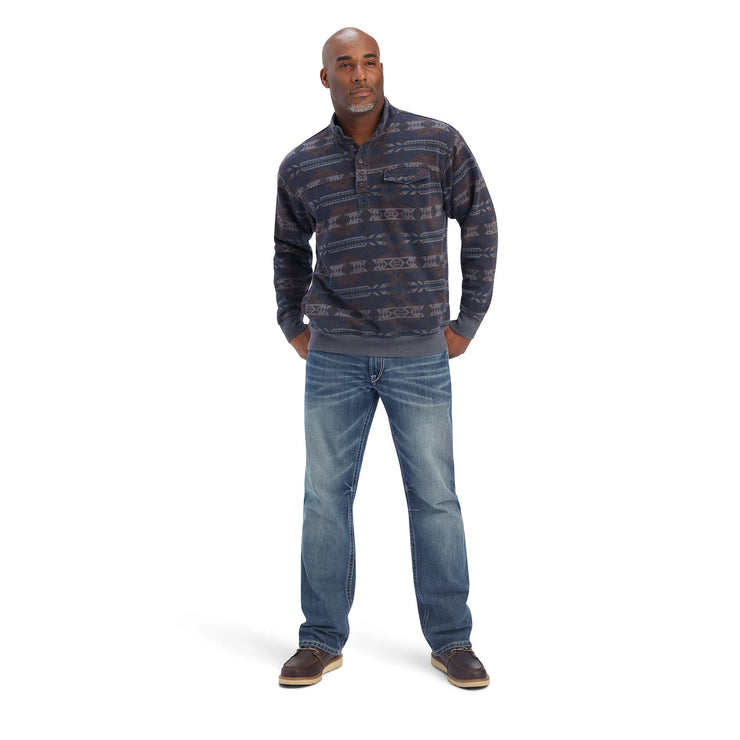 Ariat Men's Printed Overdyed Washed Sweater (Navy Blue)