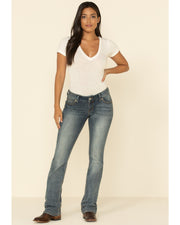 WRANGLER RETRO WOMEN'S SADIE EMBROIDERED POCKET LOW RISE BOOTCUT JEANS