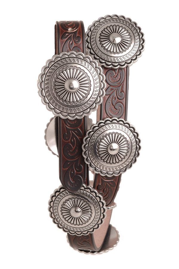 NOMAD CREEK BROWN ROUND CONCHO LEATHER BELT