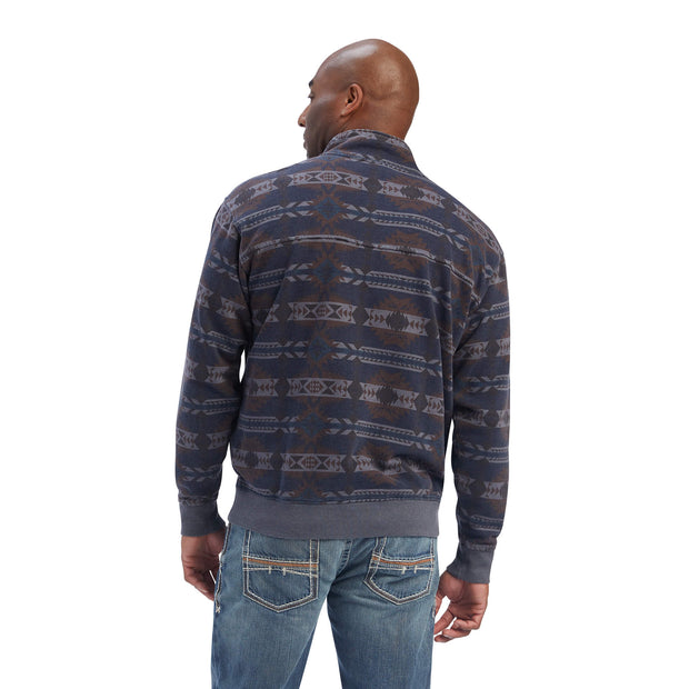 Ariat Men's Printed Overdyed Washed Sweater (Navy Blue)