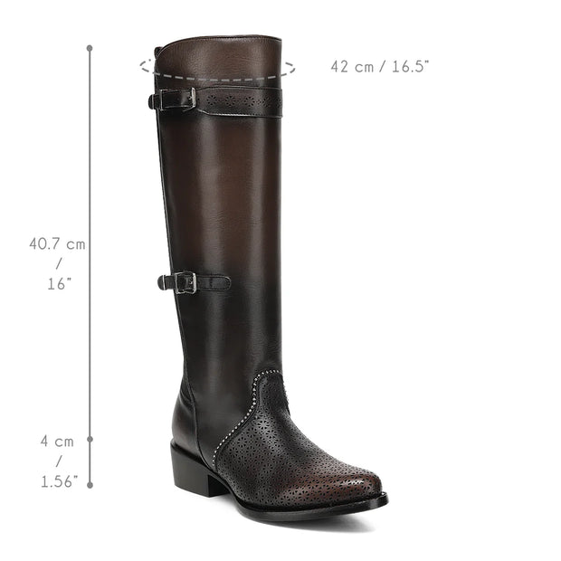 Cuadra para Dama - Crust Castaño Piel De Res Tall Boot