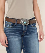 Ariat Turquoise Stone Basic Leather Belt