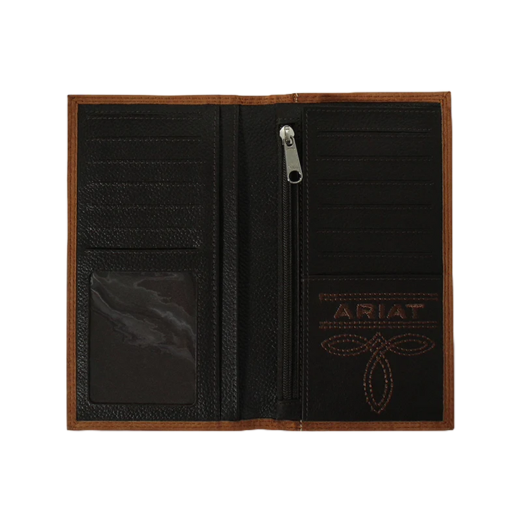 Ariat® Men's Tan Embossed Logo Checkbook/ Rodeo Wallet