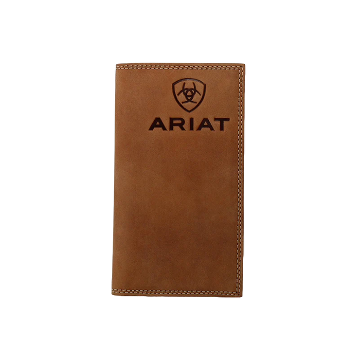 Ariat® Men's Tan Embossed Logo Checkbook/ Rodeo Wallet