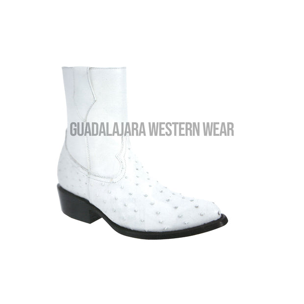 Botin Skinny Avestruz Blanca - Piel Primera Original