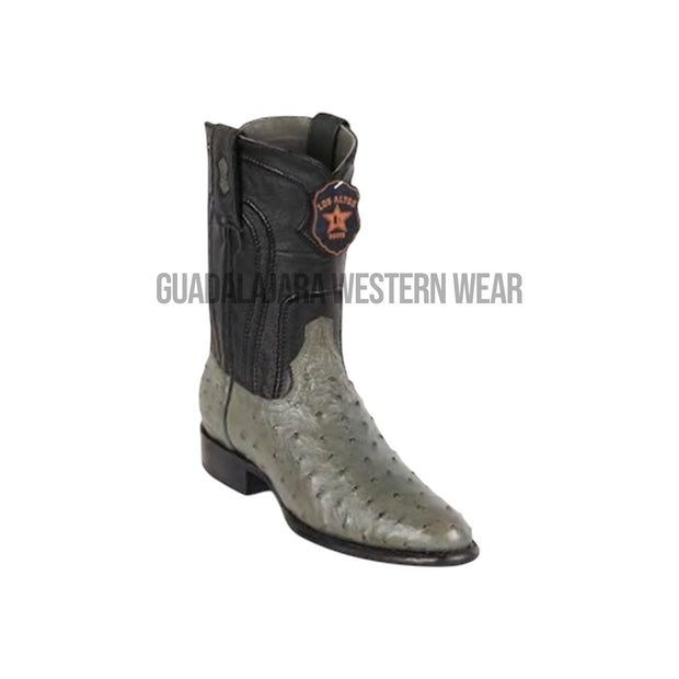 LOS ALTOS GRAY OSTRICH ROPER COWBOY BOOTS