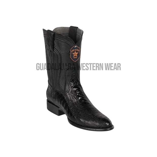 LOS ALTOS BLACK OSTRICH LEG ROPER COWBOY