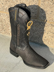 Minotauro Men's Python Wide Square Toe Boot - Black