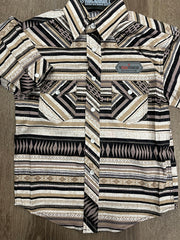 Rock&Roll Kid's Aztec Pattern Long Sleeve Snap Shirt - Brown