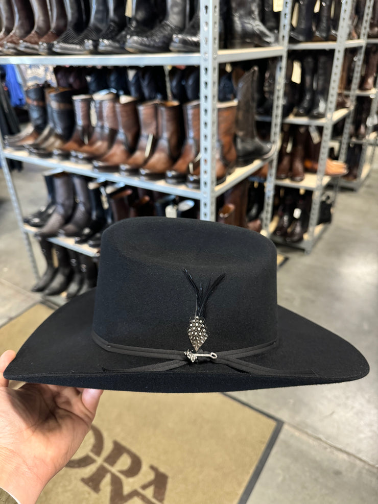 Stetson 6x Spartan Black Cowboy Felt Hat Sinaloa (Copa Chica Falda/Brim 3.5") (Diamante Negro)