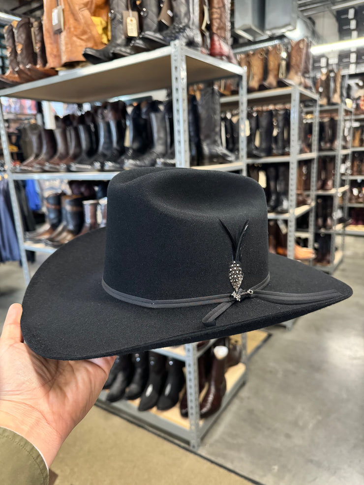 Stetson 6x Spartan Black Cowboy Felt Hat Sinaloa (Copa Chica Falda/Brim 3.5") (Diamante Negro)