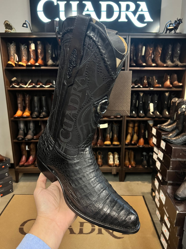 Cuadra Piel de Caiman Round Toe Cowboy Boots - CU422 (Piel de Primera Caiman) (Black/Negro)