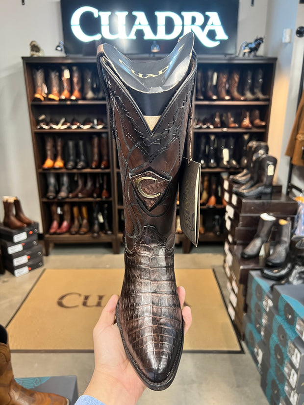 Cuadra Piel de Caiman Round Toe Cowboy Boots - CU422 (Piel de Primera Caiman) (PARIS CAFE)