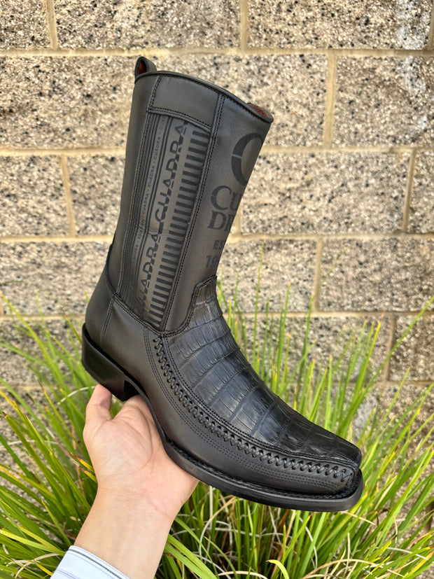 Cuadra Piel de Caiman Color Negro Con Cierre - 1J2KFY (Botin/Ankle Boot)
