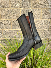 Cuadra Piel de Caiman Color Negro Con Cierre - 1J2KFY (Botin/Ankle Boot)