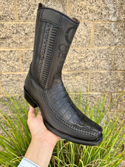 Cuadra Piel de Caiman Color Negro Con Cierre - 1J2KFY (Botin/Ankle Boot)