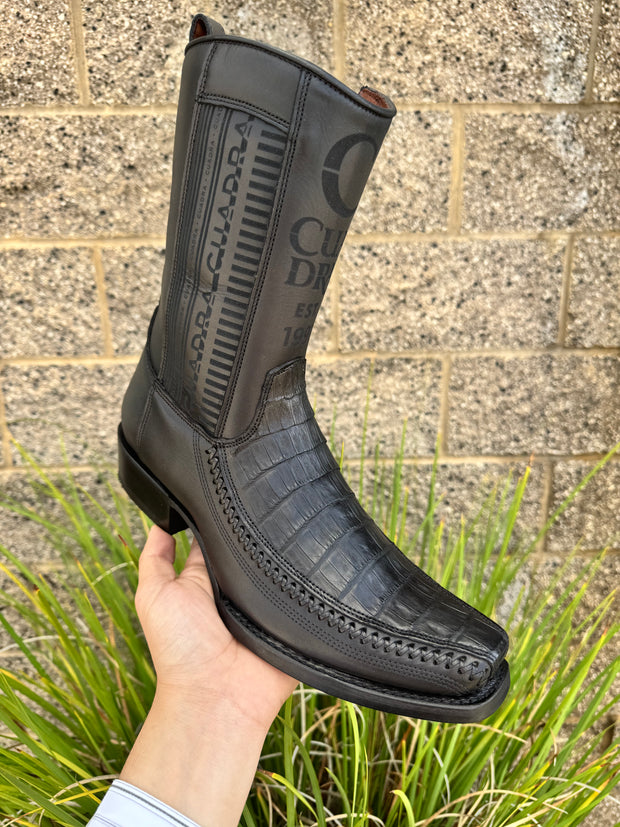 Cuadra Piel de Caiman Color Negro Con Cierre - 1J2KFY (Botin/Ankle Boot)