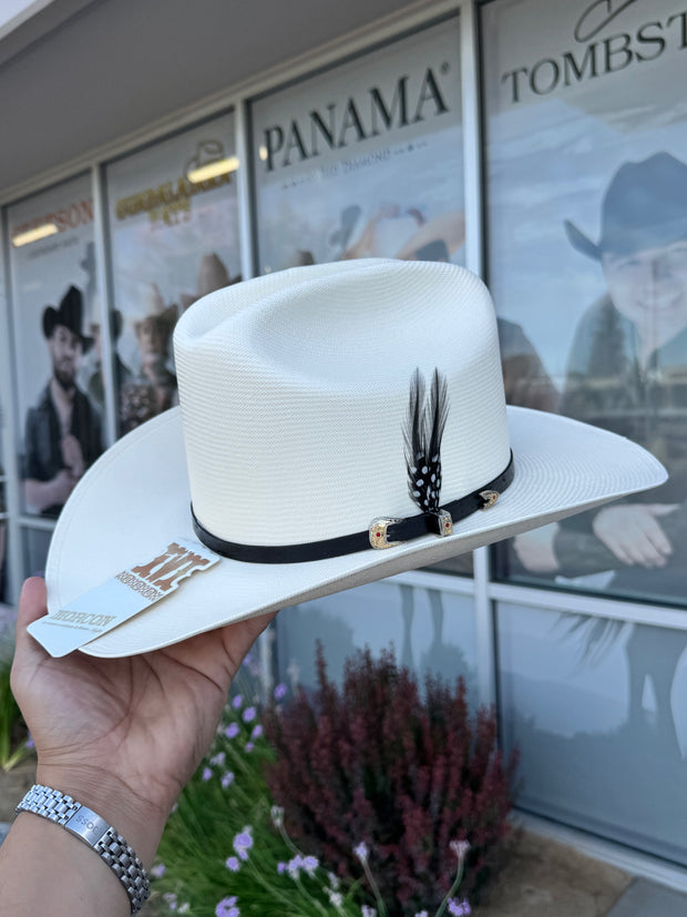 Sombrero El Patron 500x Copa Alta Falda 3.5" Marca Morcon (Toquilla Avestruz Negro)